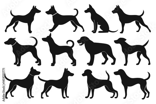 Dog Silhouette Illustration Set – Stylized Animal Icons