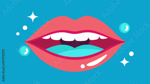 Happy Lips Cartoonstyle lips with big smiles surrounded by sparkling hydration droplets that represent the effect of the balm.