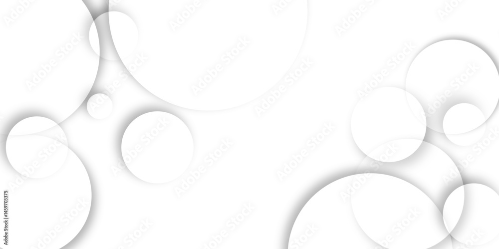 Abstract background with circle white abstract geometric background with soft light white paper circles in design .Gray abstract. Modern design background for report and project presentation template.