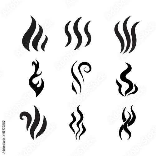 Smoke and Steam Icons Clouds of different shapes, linear icons. Line with editable stroke