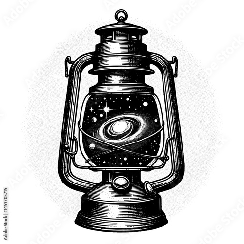 Lantern Holding a Miniature Universe in Classic Style  