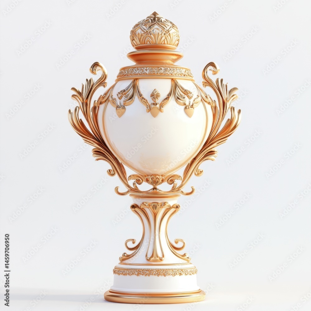 Fototapeta premium Ornate, gilded trophy, or decorative vase