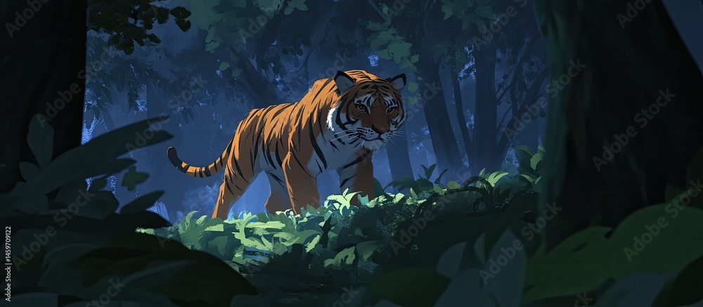 Majestic Tiger in a Lush Jungle