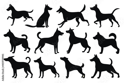 Dog Shadow Vector Set – Isolated Pet Silhouette Icons