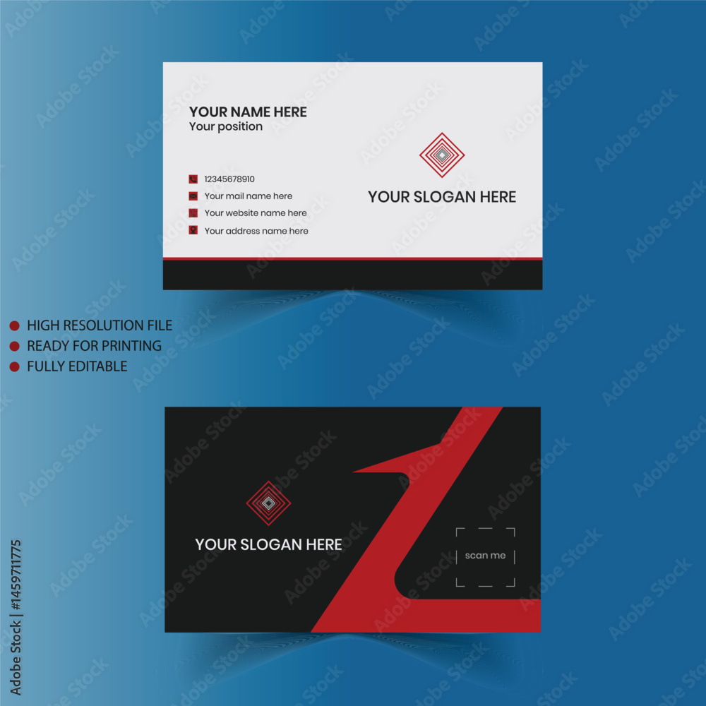 Red modern creative business card and name card horizontal simple clean template vector design Red modern creative business card and name card horizontal simple clean template vector design