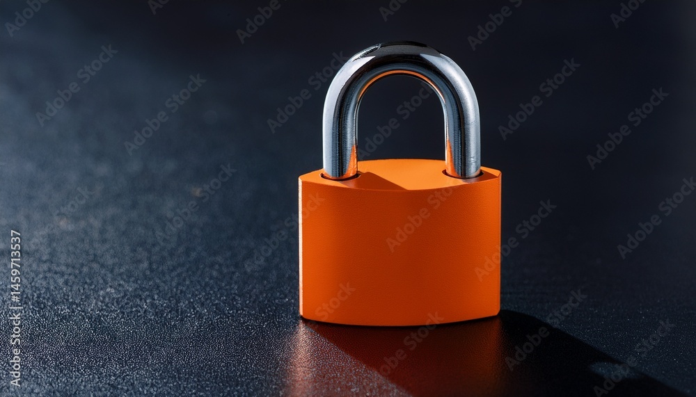 Fototapeta premium vibrant orange padlocks on a dark surface study in security and contrast