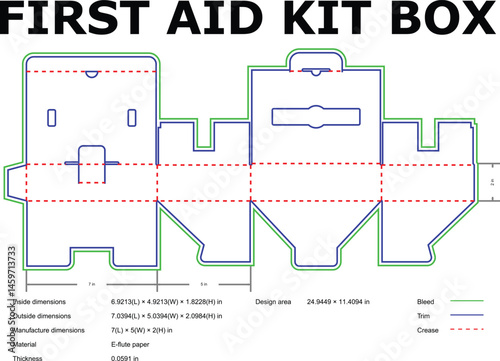 First Aid Kit Box Design Template DieCut Packaging Diagram