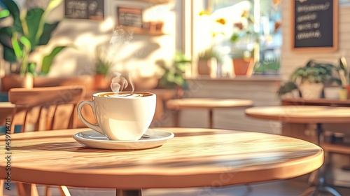 Wallpaper Mural Cozy Coffee Shop Scene with Warm Morning Light and Fresh Brewed Coffee Torontodigital.ca