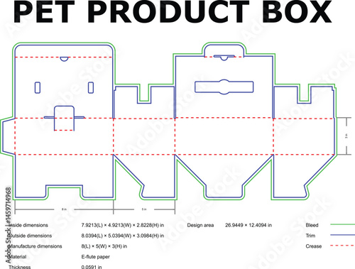 Pet Product Box Design Template Packaging, DieCut, Dimensions, Fold, Crease