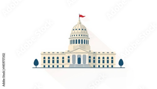Wallpaper Mural Simple flat icon of a government building, dome with flag, long shadow, ample empty space, flag, building Torontodigital.ca