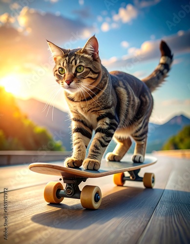 Obraz na płótnie cat skateboarding w salonie
