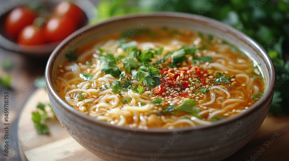 vietnamese pho with fresh herbs lime sriracha rich broth close-up vietnamese pho with fresh herbs lime sriracha rich broth close-up