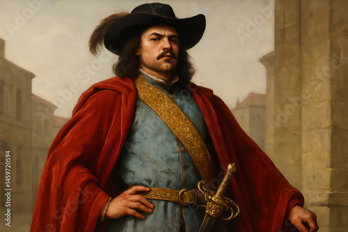 a nobleman in a cloak and with a sword