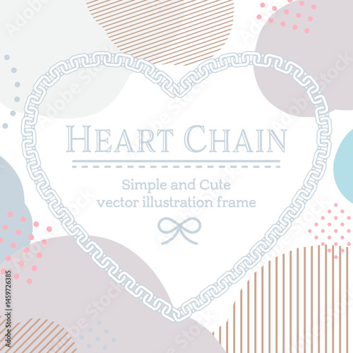 Silver heart-shaped chain frame - simple and cute vector illustration with text space.