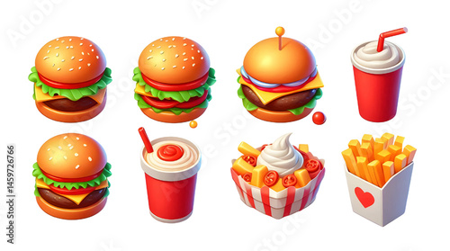 burger 3d icons and objects collection