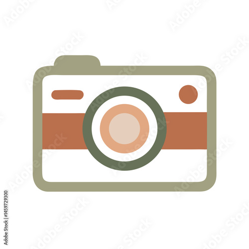 Vintage camera icon in minimalistic style with earth tones  
