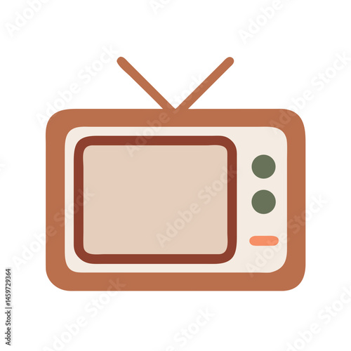 Retro television icon in minimalist style with earthy colors  