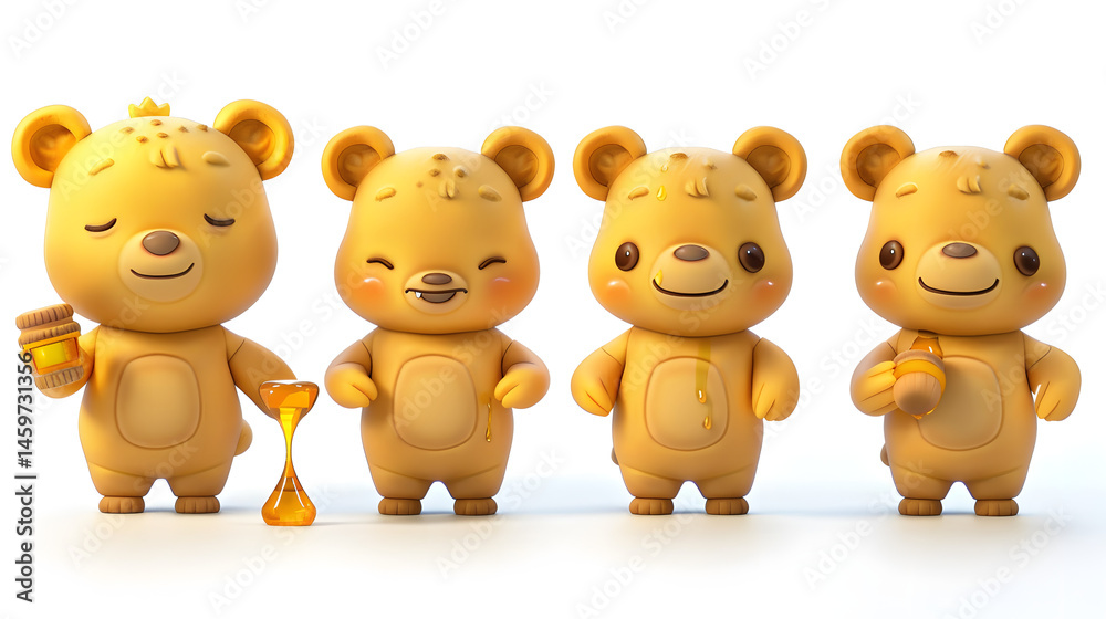 Obraz premium Cute Honey Bear Characters