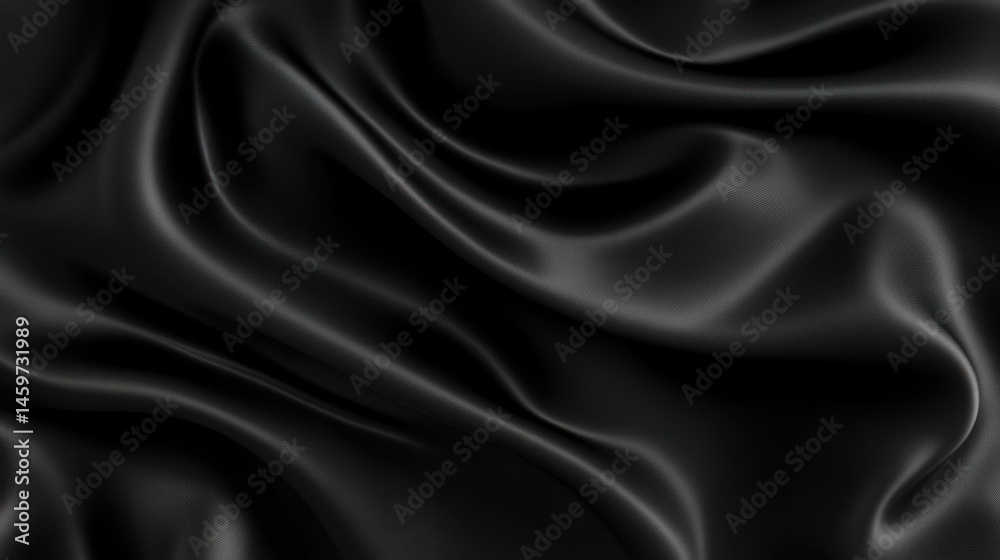 Fototapeta premium Elegant Black Silk Drape: A Study in Smoothness and Shadow