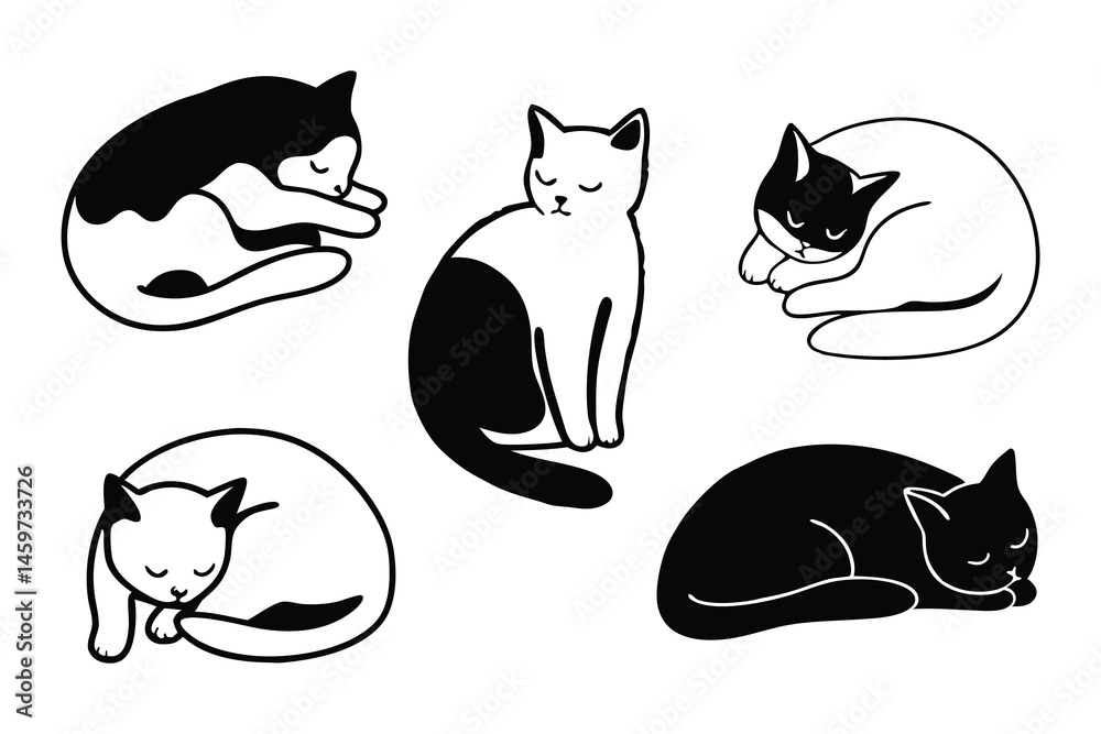 Naklejka premium cats line art vector draw. 