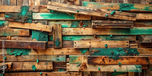 Wallpaper Mural Rustic Wooden Planks with Teal Accents A Textured Background of Reclaimed Lumber Torontodigital.ca