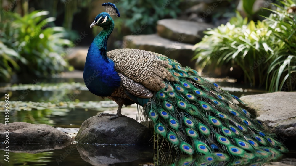 Majestic Peacock by a Pond Majestic Peacock by a Pond