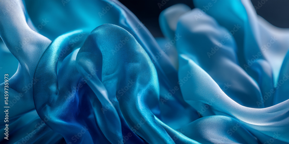 Fototapeta premium Abstract image of flowing blue fabric showcasing texture and movement, symbolizing elegance, fluidity, and serenity