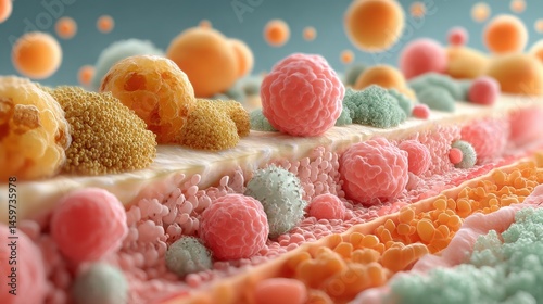 Detailed Illustration of Balanced Skin Microbiome Layers Highlighting Three Distinct Strata for Enhanced Skin Health Awareness