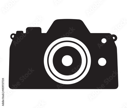Stylish camera silhouettes collection. Black and white camera vectors.