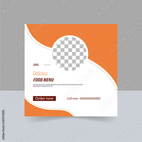 food restaurant business marketing social media post or web banner template design with abstract background, logo and icon

