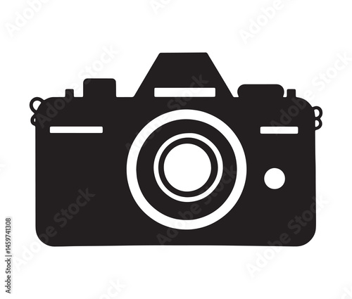 Stylish camera silhouettes collection. Black and white camera vectors.