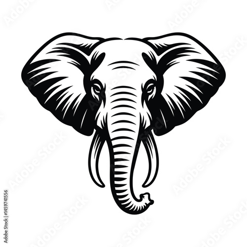Powerful Elephant Head in Vintage Style.eps