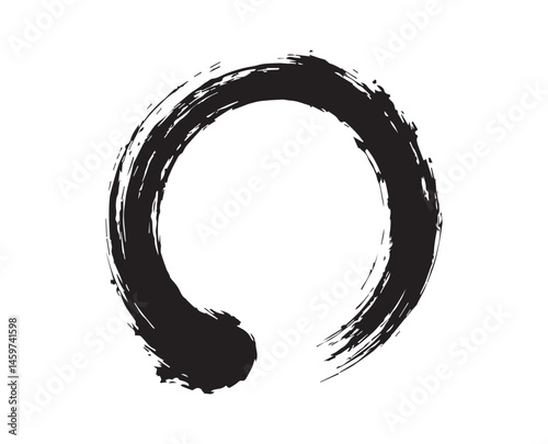 Minimalist Zen Enso Circle Brushstroke – Japanese Ink Art Symbol of Enlightenment and Simplicity
