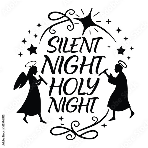 Silent Night Holy Night Typography T-shirt Design