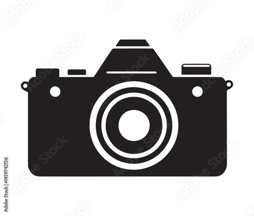 Stylish camera silhouettes collection. Black and white camera vectors.