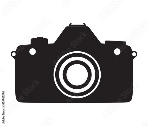 Stylish camera silhouettes collection. Black and white camera vectors.