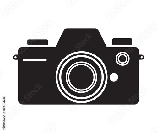 Stylish camera silhouettes collection. Black and white camera vectors.