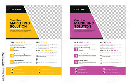 Vector A4 corporate business flyer template design in different color Corporate creative colorful business flyer template design set, Creative professional a4 flyer, flyer template layout design, 