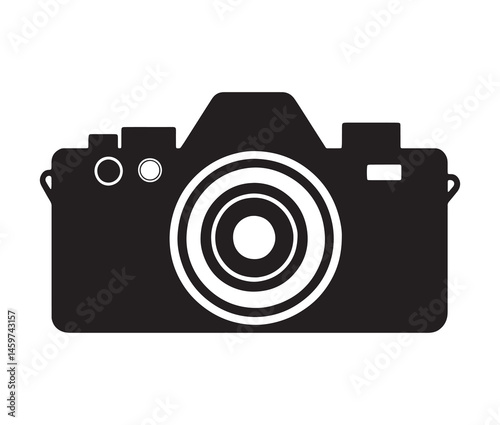Stylish camera silhouettes collection. Black and white camera vectors.