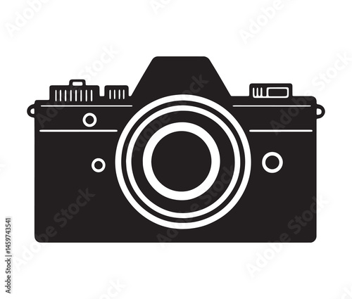 Stylish camera silhouettes collection. Black and white camera vectors.