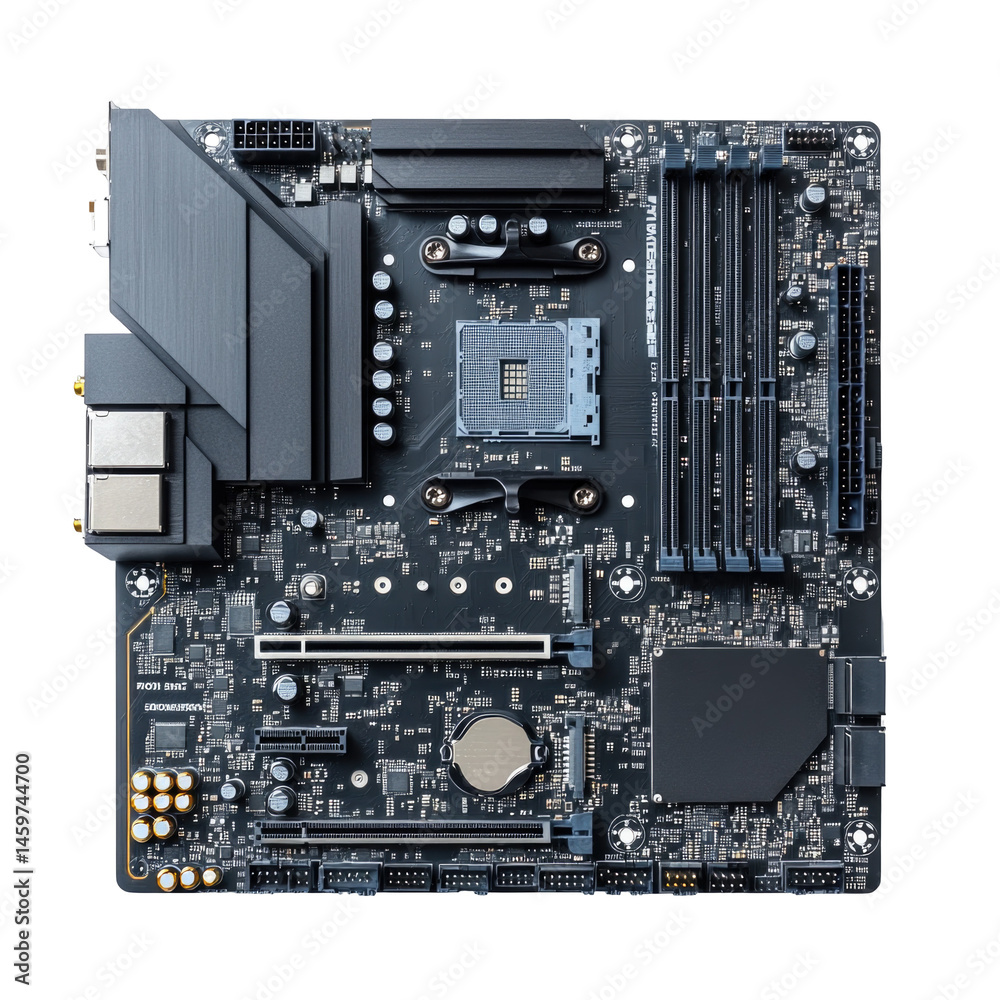 Blank Motherboard Template With Component isolated on a transparent background Blank Motherboard Template With Component isolated on a transparent background
