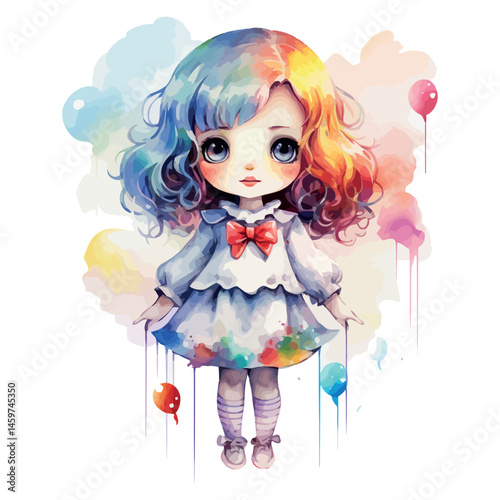 A little girl joyfully holds a bright balloon