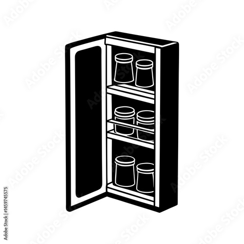 Magnetic spice rack integrated into the fridge door silhouette