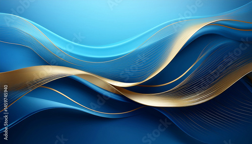 soft color background with blue waves and soft gild lines on a blue background blue wave gradient color background gold curve banner design