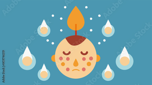 Healing Droplets A closeup illustration of exosome droplets hovering above a red irritated facial area with arrows showing the droplets absorbing into the skin.
