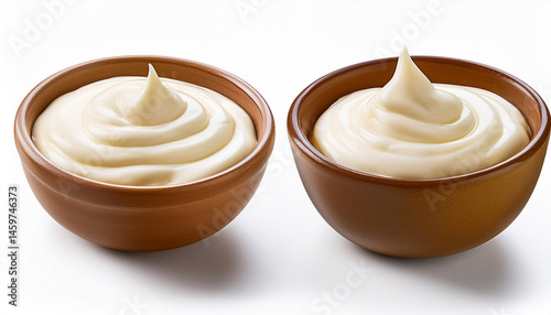 bowl with mayonnaise isolated on transparent and white background