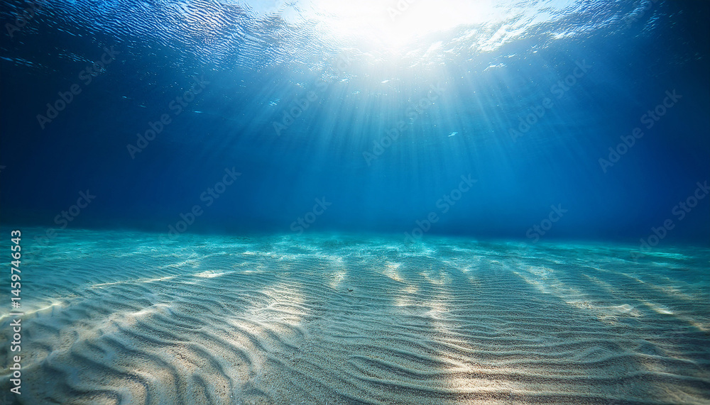 Naklejka premium undersea in light blue sea with sand water with abstract sunshine