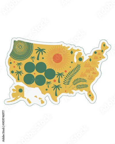AAPI Heritage Cultural Pattern USA Map T-Shirt Design