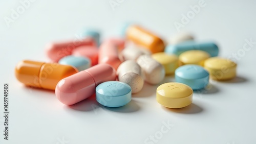 Pile of Colorful Pills and Capsules: Pharmaceutical Medication for Healthcare, Medicine, and Treatment