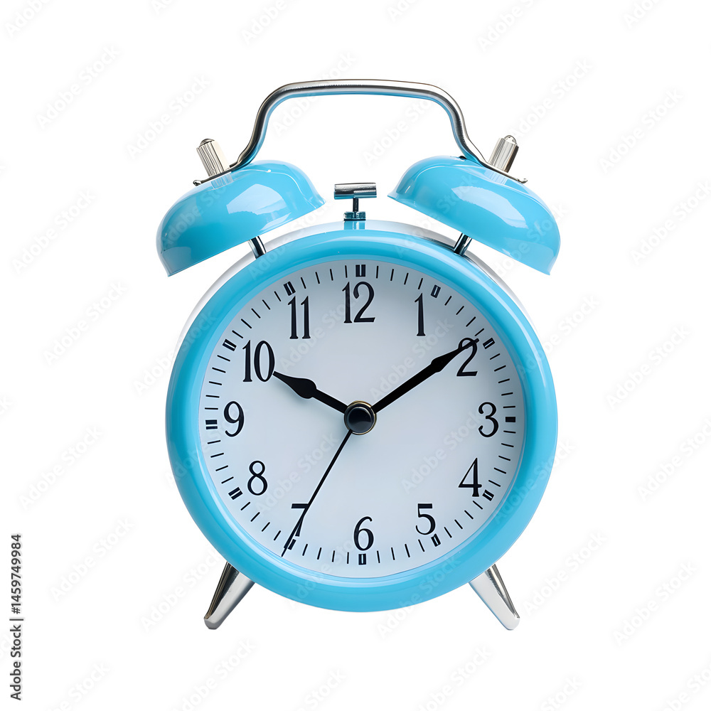 Vibrant Blue Alarm Clock Shows Time
